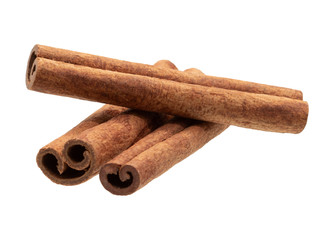 Cinnamon sticks isolated on white background without shadow