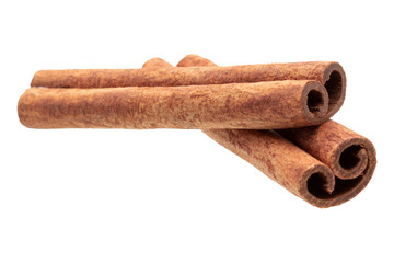 Cinnamon sticks isolated on white background without shadow