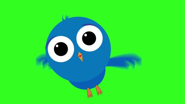 Animated bird flying on a green screen Child Like Draw of a Bird Animation Isolated Green Chroma Key With Eyes Moving Wings for compositing onto your footage. Endless Loop 2D Anim