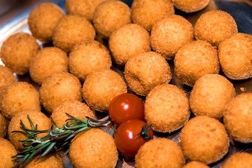 Many different meat canapes for the whole frame. Horizontal frame