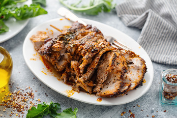 Baked pork with spices and herbs