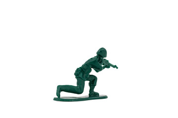 Green toy soldiers on white background. Soldier six on six models. (6/6) Picture two on sixteen viewing angles. (02/16)