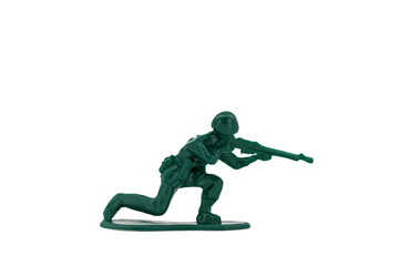 Green toy soldiers on white background. Soldier six on six models. (6/6) Picture one on sixteen viewing angles. (01/16)