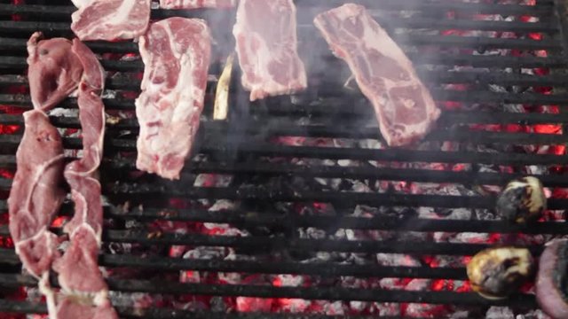 Carne humo fuego