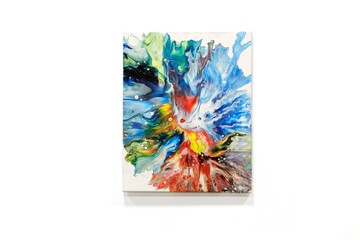 Abstract acrylic fluid-art painting