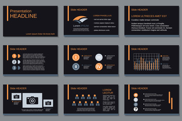 Professional business presentation, slide show, infographic elements, annual report, brochure vector design