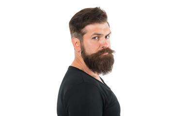 Male portrait. You will look unkempt while waiting for beard grow. Have patience to keep beard untouched. Hipster appearance. Beard fashion. Man bearded hipster stylish mustache. Tips maintain beard