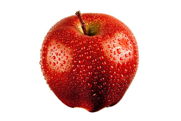 one big wet red apple isolated on white