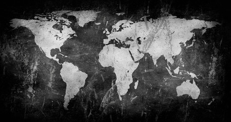 Map of The World with grunge texture background 3D illustration
