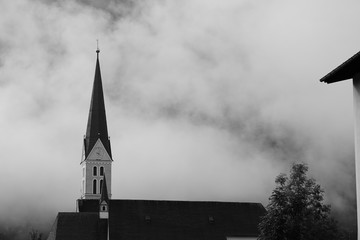 church in black and white