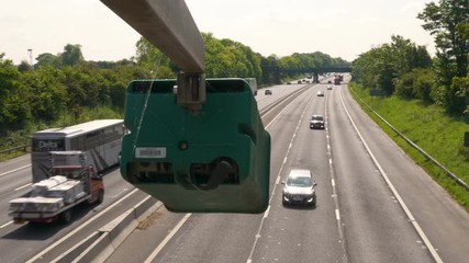 average speed traffic monitoring camera over UK motorway