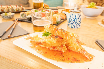 Battered langoustines