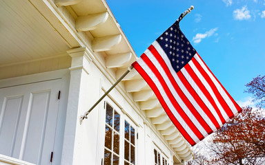 American flag on Sandy Hook Light house museum reflex