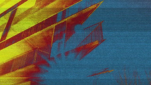 Digital bad signal effect tilt-down over generic apartment real estate building