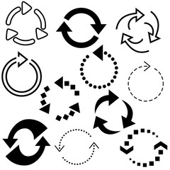 Big set of arrows for design interface. Black isolated on white background. Vector illustration.