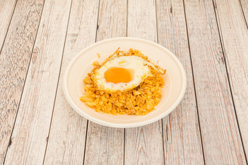 plate of crumbs with egg