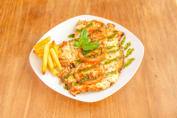 Argentinian-style beef milanesa dish