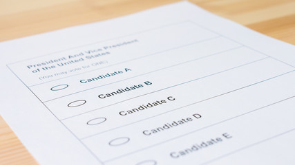 Voting ballot paper for elections. Democracy and decision concept