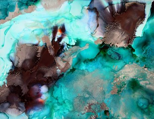 'Dreamy Seas' abstract art alcohol ink painting by artist Amber Lamoreaux