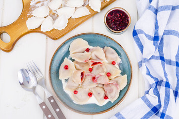 Dumplings with pastry stuffed with fresh berries.