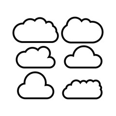 Clouds Icon Set Vector. Simple flat symbol. Perfect Black Outline pictogram illustration on white background.