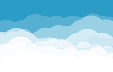 Blue Sky with Clouds. Cartoon Background. Bright Illustration for Design.