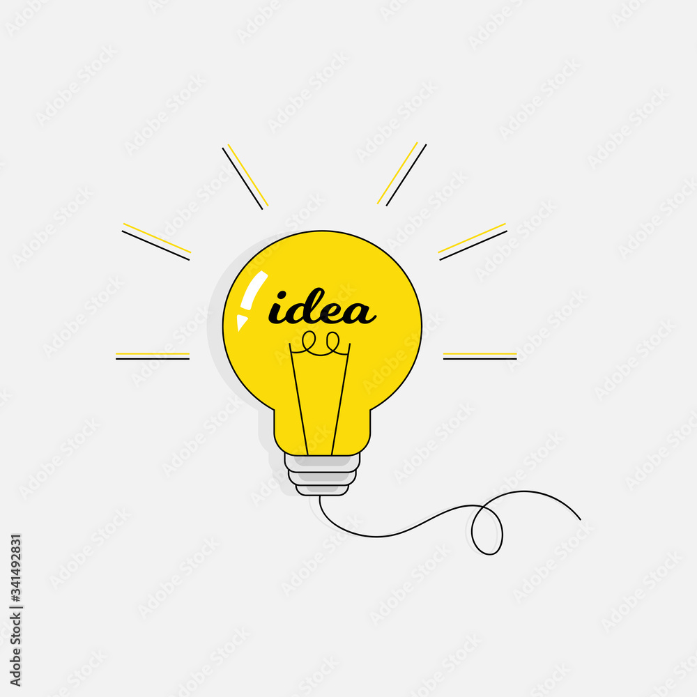 Poster creative idea in light bulb shape as inspiration concept. vector design element. flat icon.