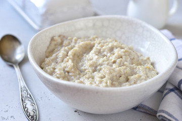 Oat porridge for a breakfast.