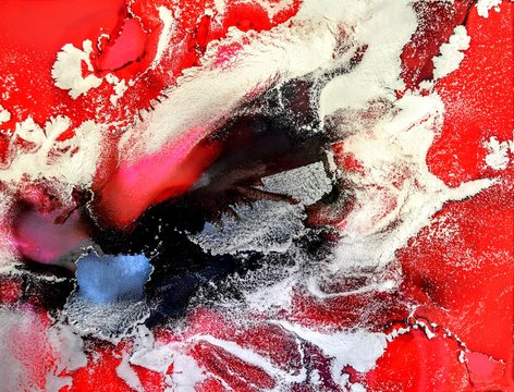 'Red Dream' Abstract Art Alcohol Ink Painting By Artist Amber Lamoreaux