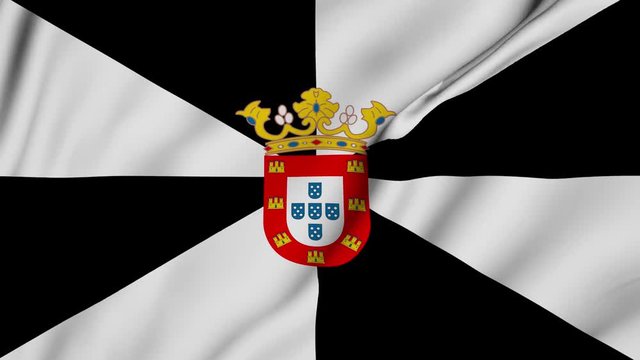 Flag of Ceuta is an Spanish autonomous city on the north coast of Africa from Cadiz province, National flag of ceuta waving in the win . flag seamless loop animation. 4K