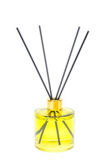 Diffuser flavor in glass bottle, wooden sticks.