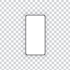 Blank screen smartphone mockup on transparent background. Vector illustration .