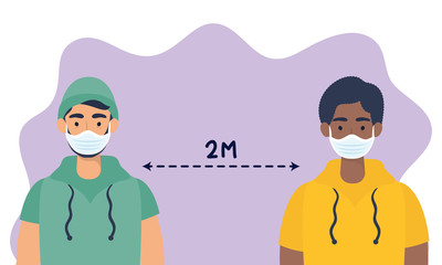 men with social distancing for covid19