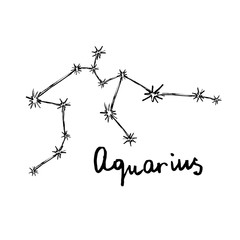 Constellations - Grunge Zodiac Signs - Aquarius - The Water-Bearer