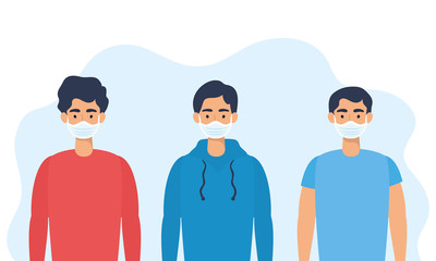 young men using face masks characters