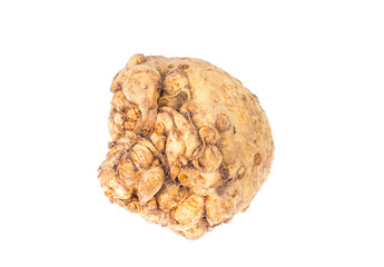 Fresh celery root isolated on white background.