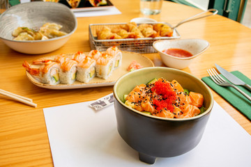 Poke bowl of fresh fish and vegetables