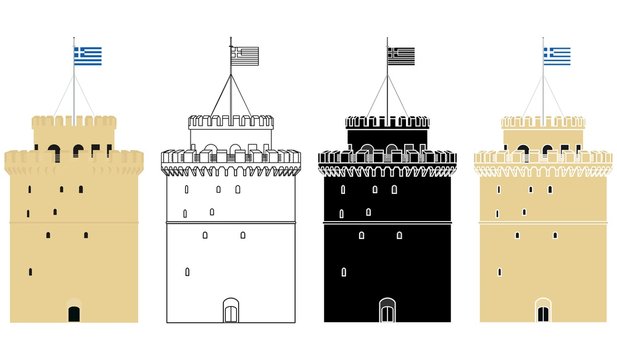 White Tower of Thessalonike colored