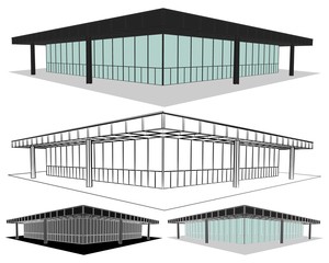 Neue National galerie in perspective view