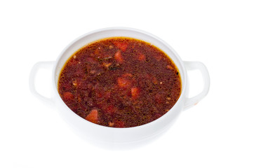 Russian national dish, beetroot soup. Studio Photo
