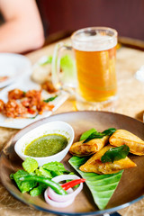 Asian food samosas