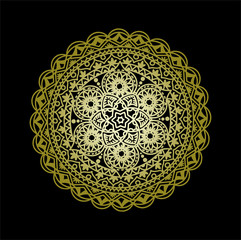 Mandala vector, Mandala Luxury, gold mandala with black background