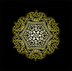 Mandala vector, Mandala Luxury, gold mandala with black background