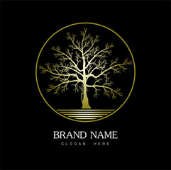 Luxury Logo, gold logo with brand and black background