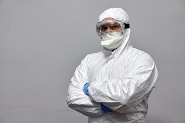 Man in protective gear against virus