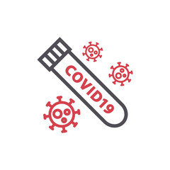 blood test tube covid 19 line icon, vector illustration