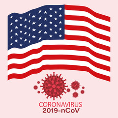 Coronavirus 2019 nCov and usa flag vector design