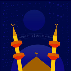 Greeting card design for Muslims holy month of Ramadan, written on:
Hoşgeldin Ya Şehr-i Ramazan; Wellcome o Month of Ramadan.
