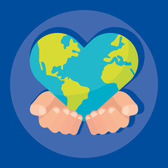 charity donation earth planet with heart shape