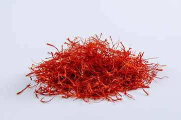 Fototapeta premium Dry Saffron Spice on a white background.